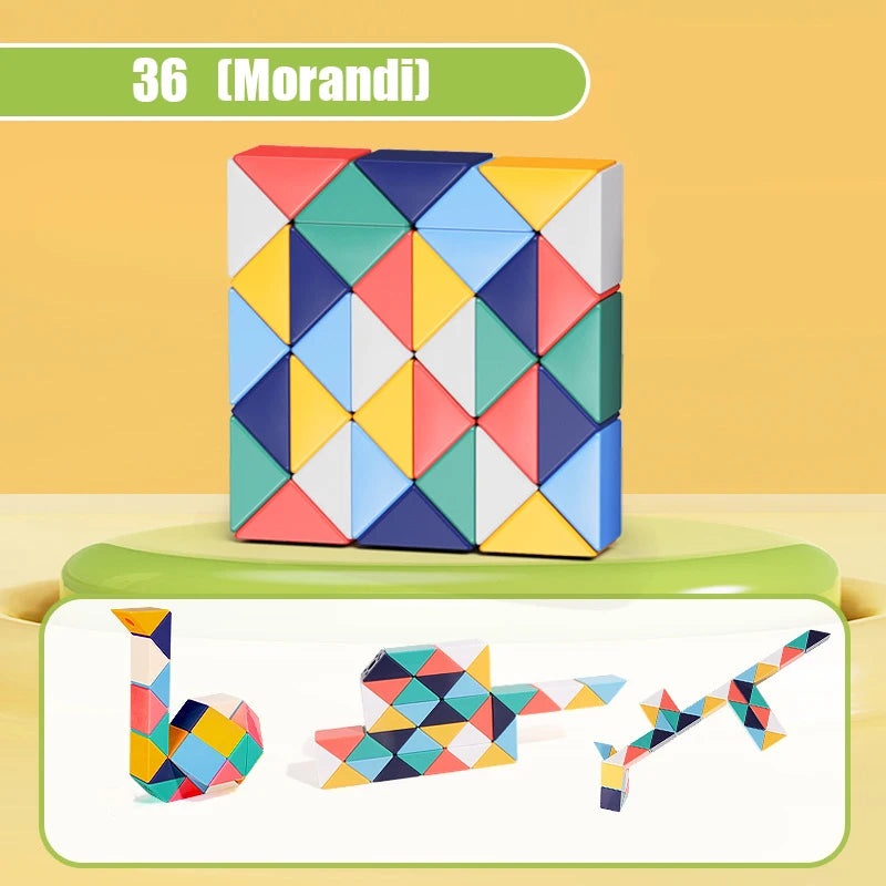 24-72 Segments Magic Rule Snake Multi-color 3D Puzzle Fidget Toys Decompression Transformable Cubes Educational Toys