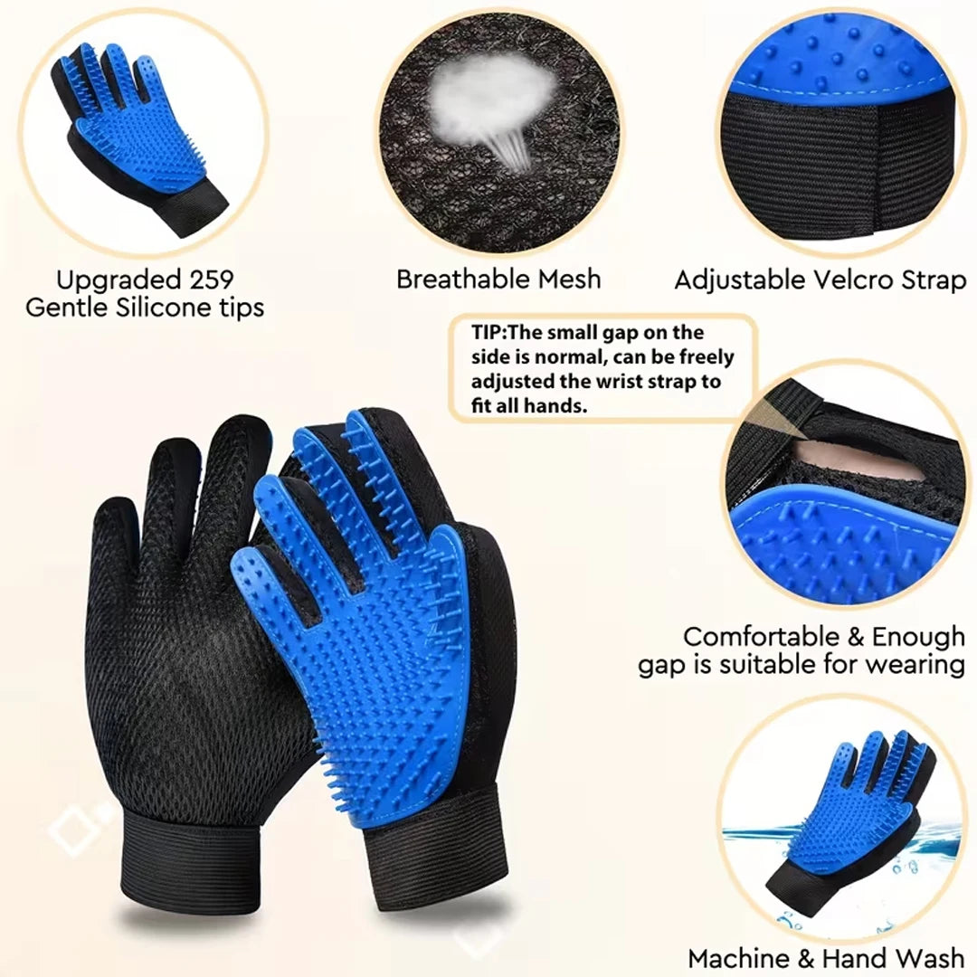 Silicone Pet Grooming Gloves Cats Hair Brush and Comb Gloves to Bathe Dogs Cleaning Hair Removal for Dog Animal Use Supplies