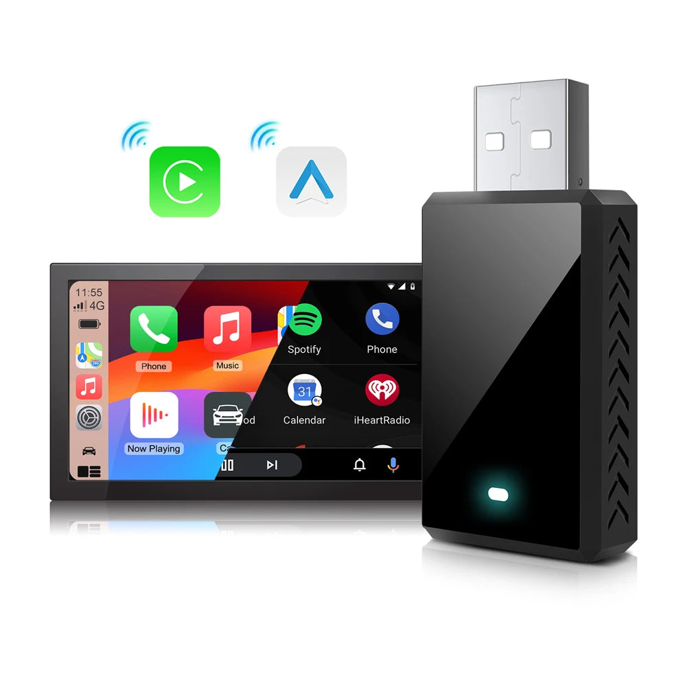 Wired To Wireless Carplay & Android Auto 2 in 1 Dongle USB Plug and Play Adapter for OEM Wired Carplay Android Auto Car