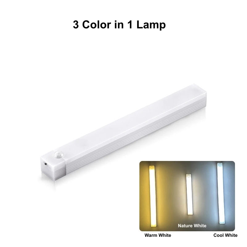 Wireless Motion Sensor Lamp LED Night Light USB Type C Rechargeable Cabinet Lamp for Kitchen Bedroom Wardrobe Staircase Lighting