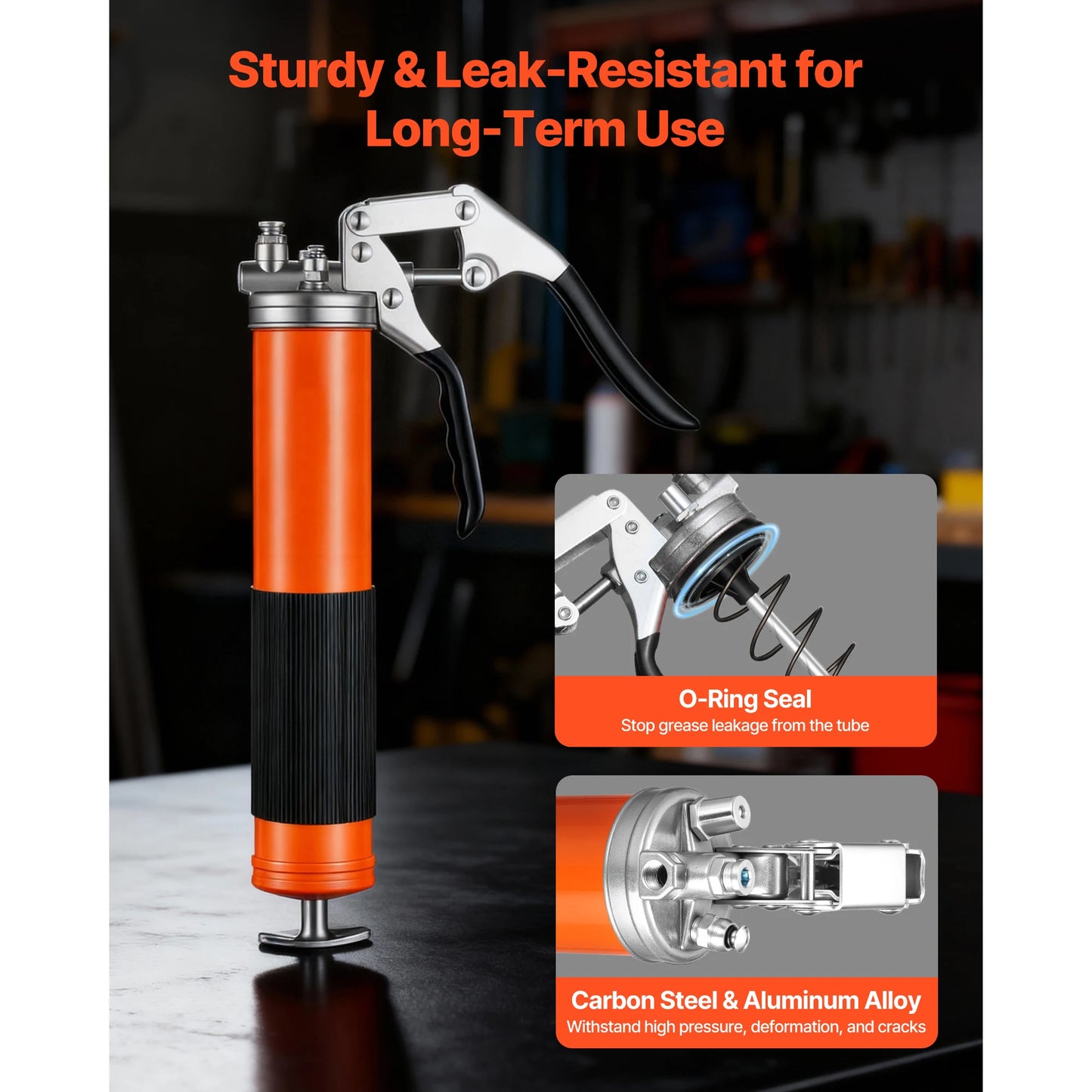 SucceBuy 8000 PSI Grease Gun High Pressure Pistol Grip Grease Gun Kit with 18in Flex Hose & Extension Rigid Pipe for Automotive