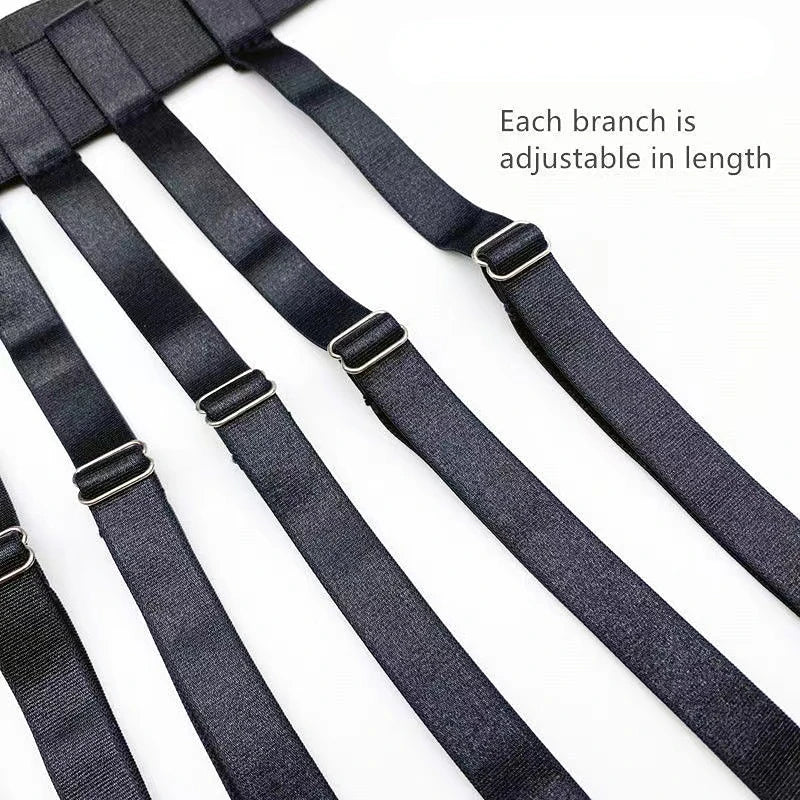 Black Simplicity Sexy Garter Belt for Women Thigh High Stockings Adjustable Elastic Leg Sock Suspenders Belt 4/6 Metal Clips