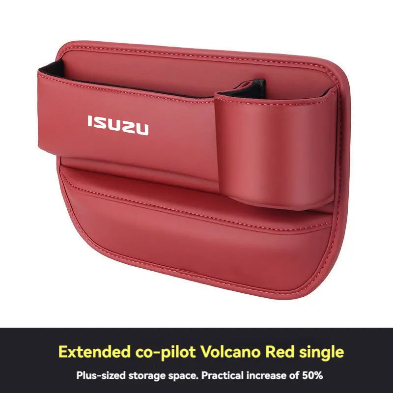 For ISUZU Car Accessories Leather Car Seat Gap Organizer Crevice Side Storage Box Filler Side Storage Pocket with Cup Holder