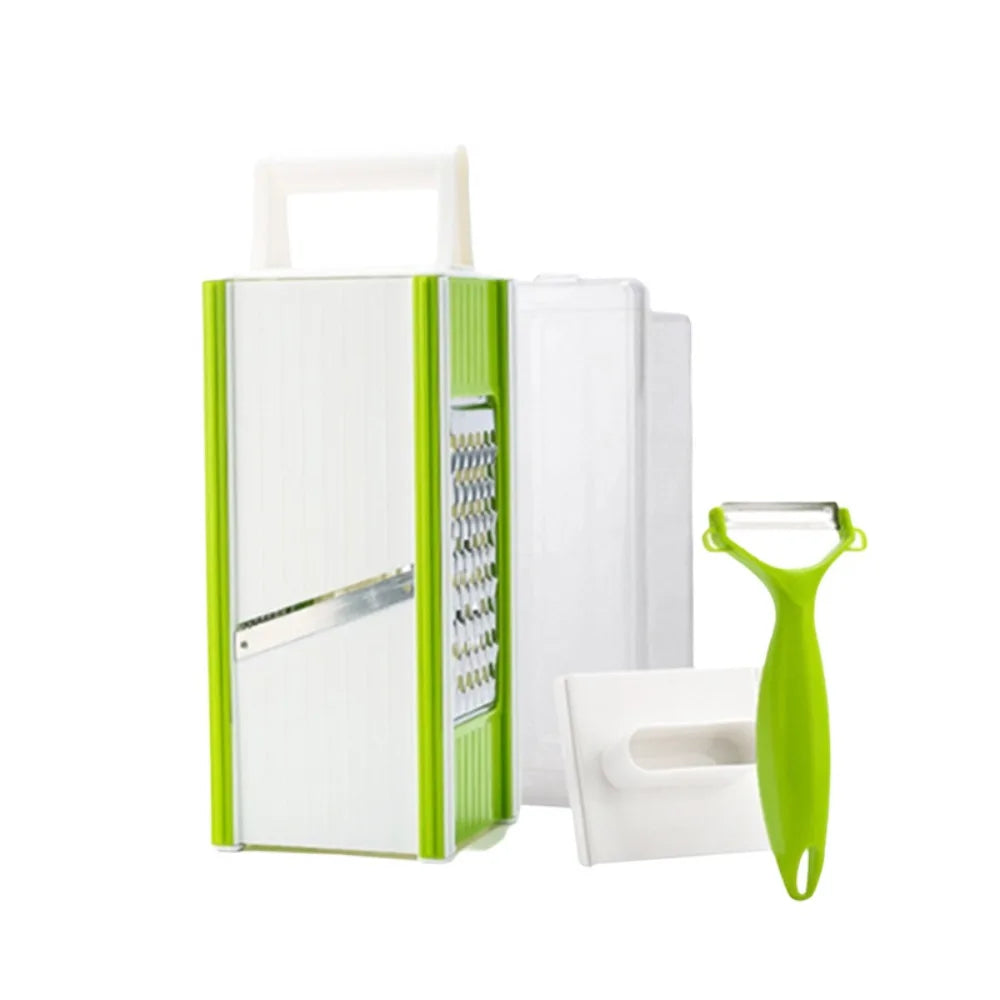 Multi-functional 5 in 1 Vegetable Chopper Manual with Container Potato Slicer Stainless Steel Sharp Carrot Cutter Restaurant