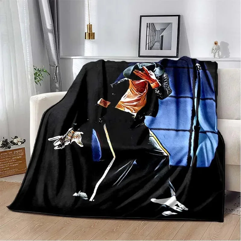 Pop Music Michael J-Jackson Printed Flannel Blanket , Warm  Soft Cozy Blanket Flannel  Livingroom  Home Decor Birthday Gift