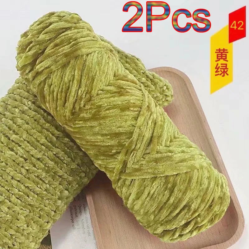2Pcs Chenille Yarn hand Knitting 100% Polyester Velvet Yarn Crocheting Amigurumi bag line knit sweater blanket hat scarf threads