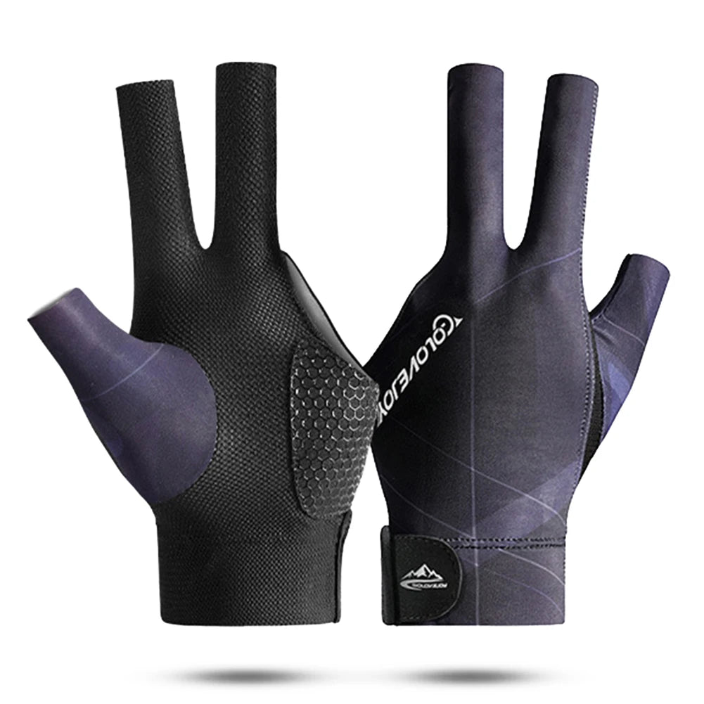 Open Finger Billiard Gloves Breathable Polyester Snooker Sport Glove Adjustable Sticker Smooth Soft Lightweight Amateur Training
