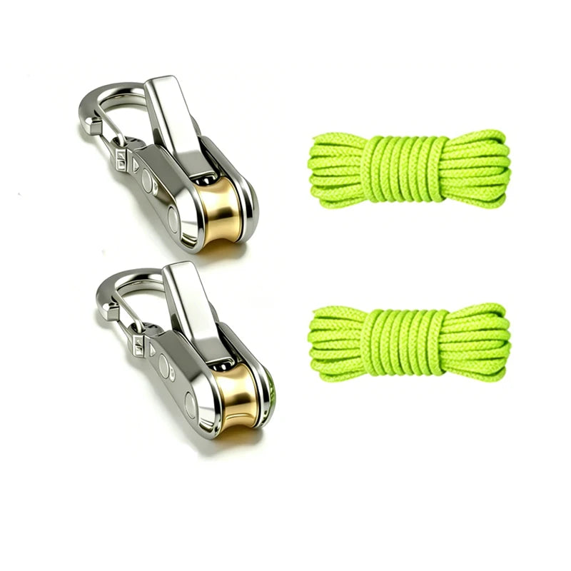 Rope fasteners and tensioners - High-strength retractable paracord with alloy carabiners and windproof binding straps