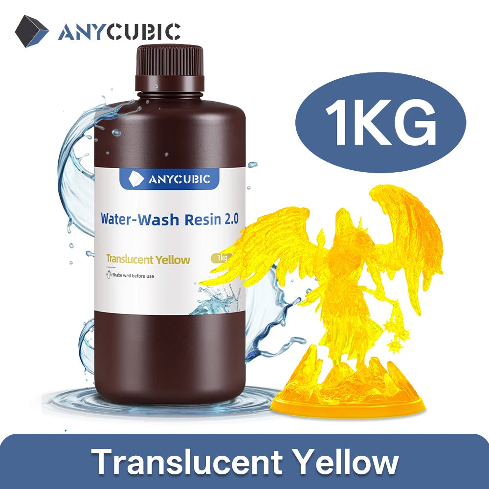 Anycubic Water Wash Resin Water Washable High Precision Low Odor Low Viscosity Support 3 Ways Washing For LCD 3D Printer Resin