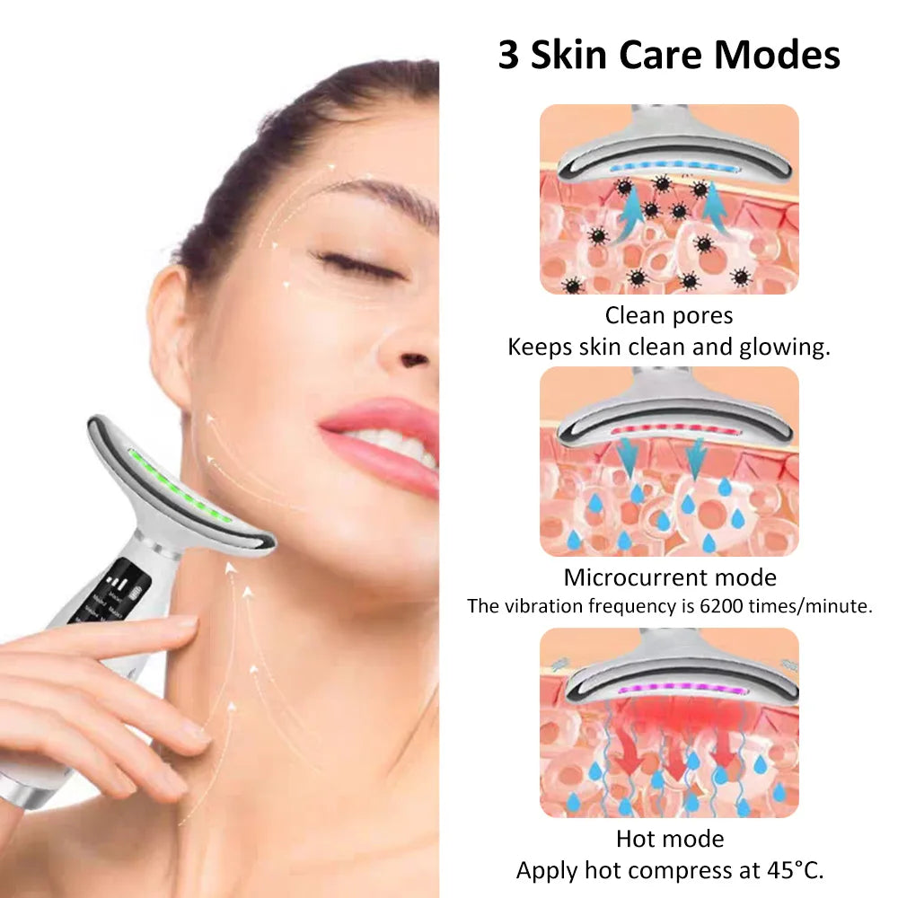 USB Rechargeable Anti Wrinkle Facial Massager 7color Neck Face Beauty Skin Tighten Facial Lift Device Reduce Double Chin Tool
