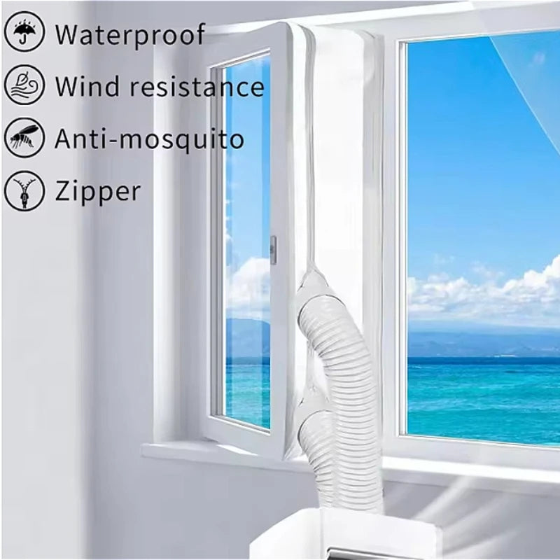Window Seal for Portable Air Conditioner,3m 4m 5m Flexible Cloth Sealing Plate Window Seal with With Zip and Adhesive Fast