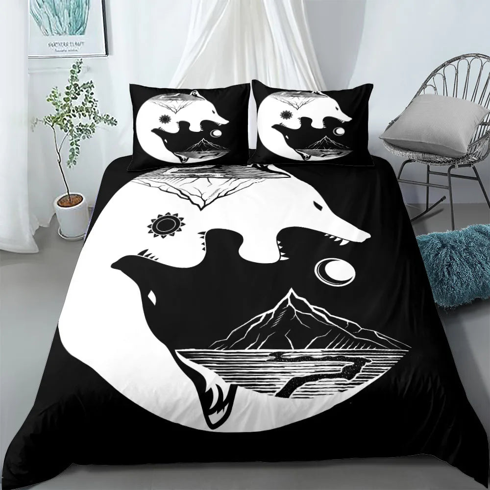 Vigvisir Viking Art Constellation Bedding Set EU Single Double King US Twin Full Queen King Ethnic Bed Linen Set