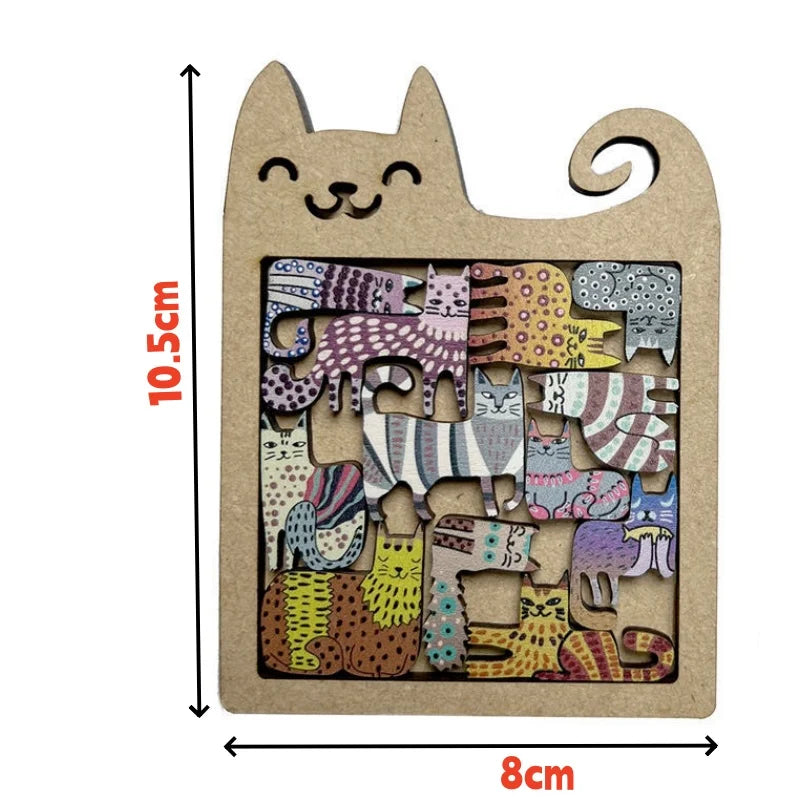 13 Irregular Wooden Cat Puzzles Colorful Cute Puzzle Toys for Children Birthday Gift Brain Teaser Educational Game