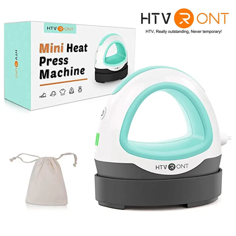 HTVRONT Portable MINI Heat Press Machine DIY Auto Easy Heating Transfer Iron On HTV for Clothes Bags Shoes Hat T-shirts Printing