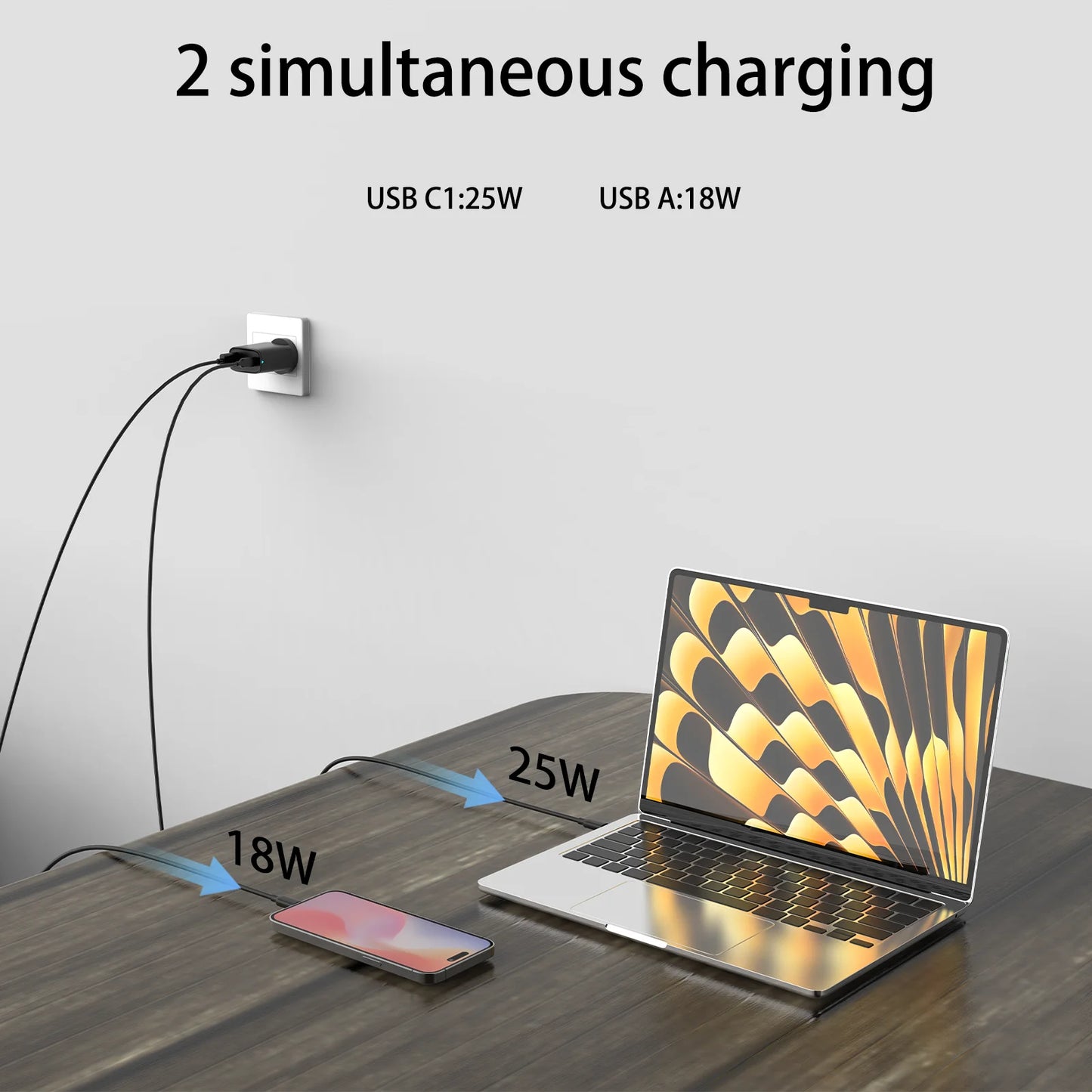 TOPADRE 45W GaN Charger 3ports PD 3.0 USB C Phone Charger For iPhone 17 16 15 Pro Samsung S25 Xiaomi Tablet iPad Air