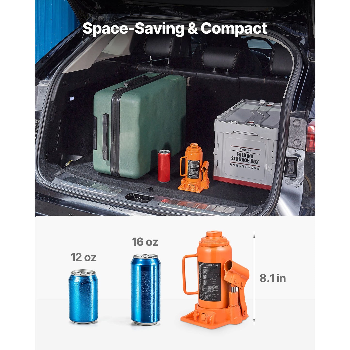 SucceBuy 12/20 Ton Hydraulic Bottle Jack 8.1-15.7 in/8.9-17.1 in Lifting Range Welded Bottle Jack for Car SUV Pickup Auto Repair