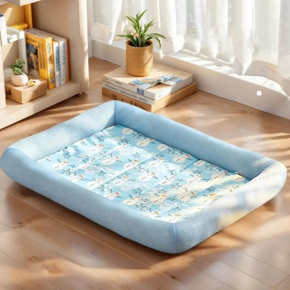 Square Cooling Puppy Bed Breathable Soft Dog Sleeping Pad Neck-protecting Dirt-resistant Pet Cooling Mat for Dogs Cats