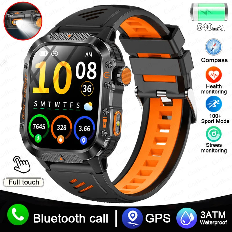 2025 New Military GPS Sports Smart Watch Men 3ATM Waterproof Compass 540mAh Bluetooth Call Heart Rate Smartwatches Android IOS