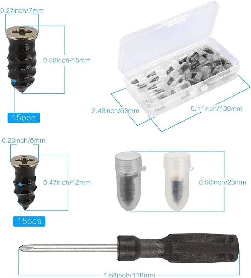 22PCS Universal Car Motorcycle Truck Vacuum Tire Repair Tubeless Nail Rubber Nails Tubeless Rubber Nails Tire Puncture Repair