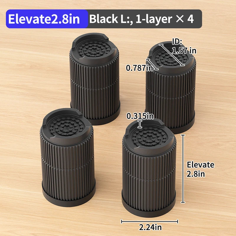 Multi-Purpose Round Furniture Risers | Non-Slip, Quiet & Moisture-Proof Height Extenders for Beds, Sofas, Tables