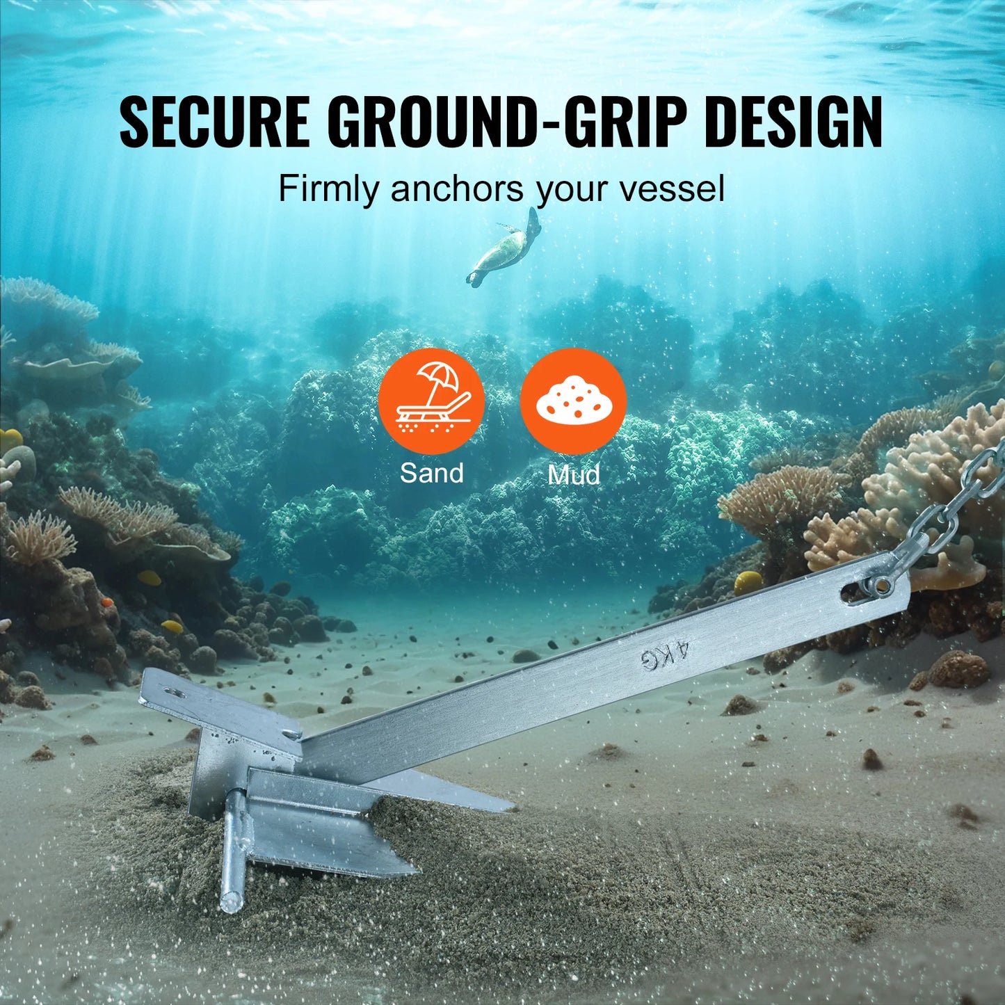 SucceBuy Fluke Style Anchor Kit 13 LBS Hot-Dipped Galvanized Steel Fluke Anchor with 7.9' Chain 101' Rope and Two 0.4" Shackles