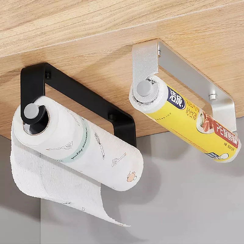 Multifunctional Wall Mount Paper Towel Holder Aluminium Alloy Cling Film Storage Rack Kitchen Organizer Practical Roll Paper