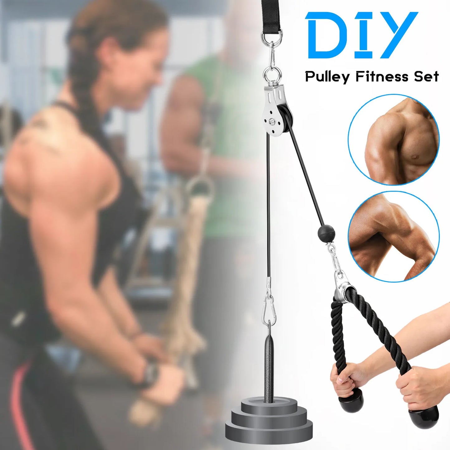 Pulley System Cable Attachment Pull Down Machine DIY Home Gym Workout Kit AU