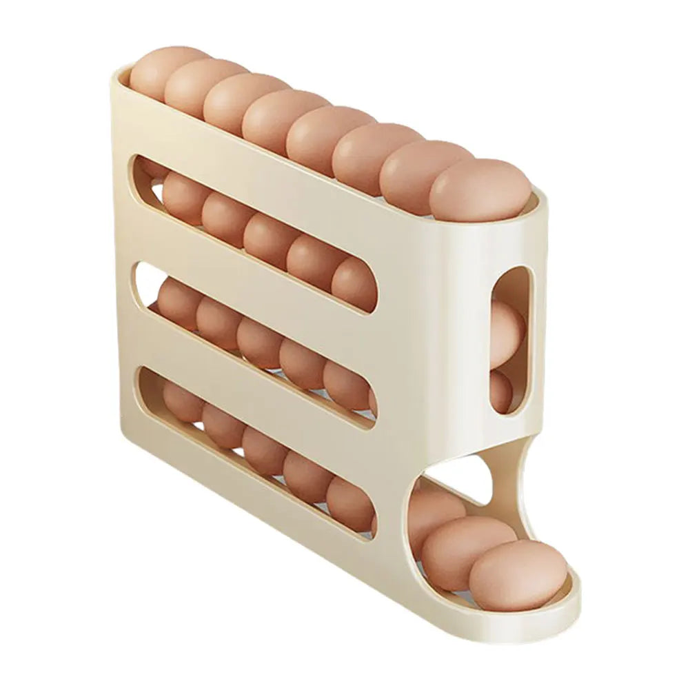 4 Layers Refrigerator Egg Dispenser Space-Saving Stackable Egg Organizer Kitchen Rolling Eggs Container for Refrigerator Storage