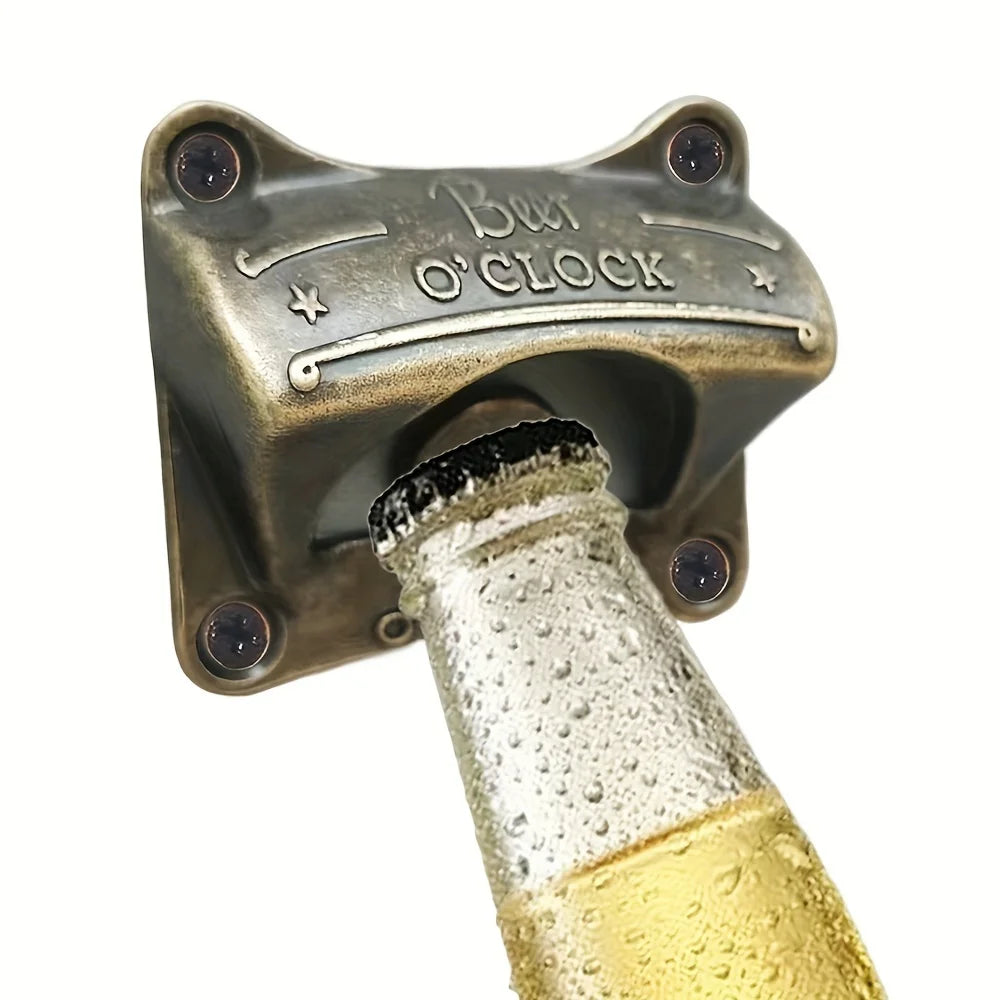 1/5/10pcs"Beer O' Clock" Bottle Opener Wall Mounted Retro BBQ DIY Solid Beer Opener Tools Bar Decorative  Opener Kitchen Gadgets