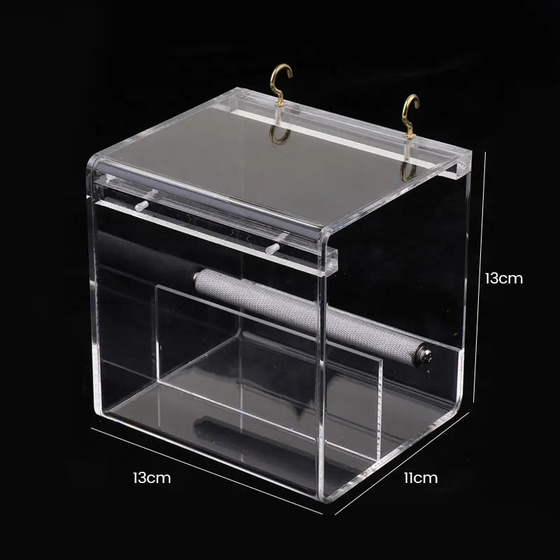 No Mess Bird Feeder for Cage, Automatic Acrylic Bird Feeder Seed Catcher Tray Cage with Hooks