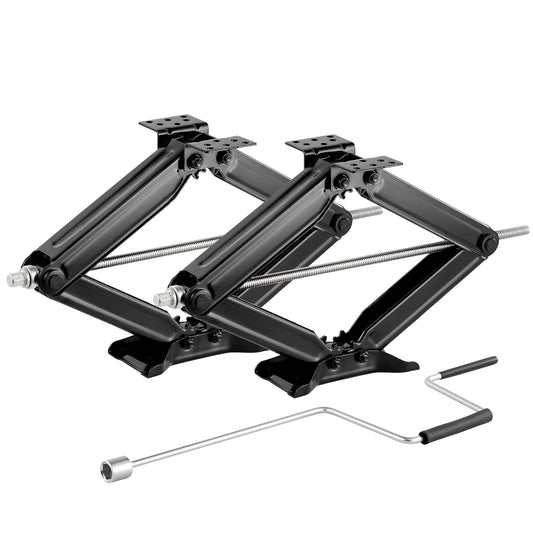 SucceBuy 9000lbs RV Scissor Jacks 4-23.4in RV Stabilizer Leveling Scissor Jacks Set of 2 Heavy Duty Stabilizer Jack with Handle