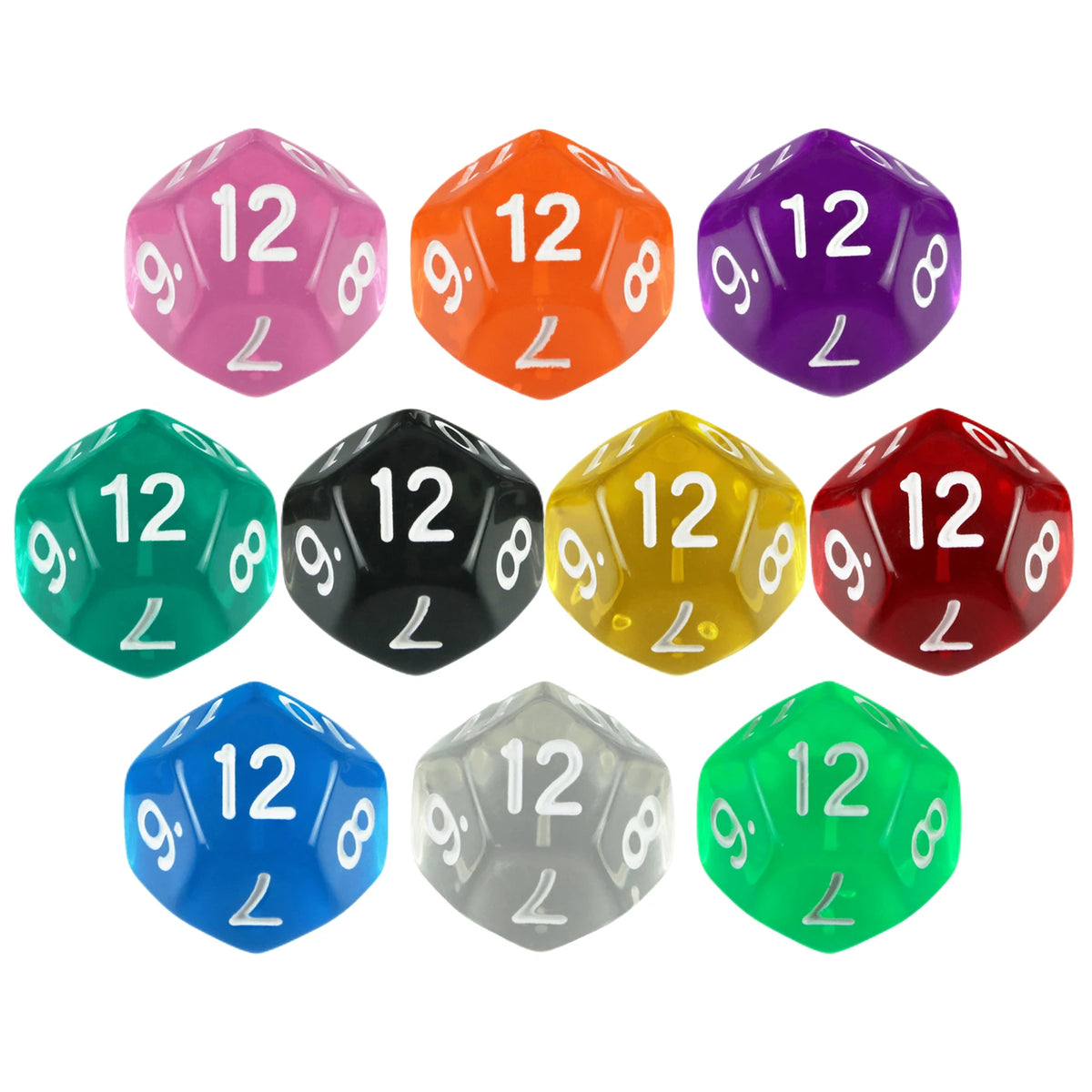 10pcs/set Polyhedral 12 Sided Dice Transparent D12 Dice for DND TRPG Table Game Entertainment Supplies