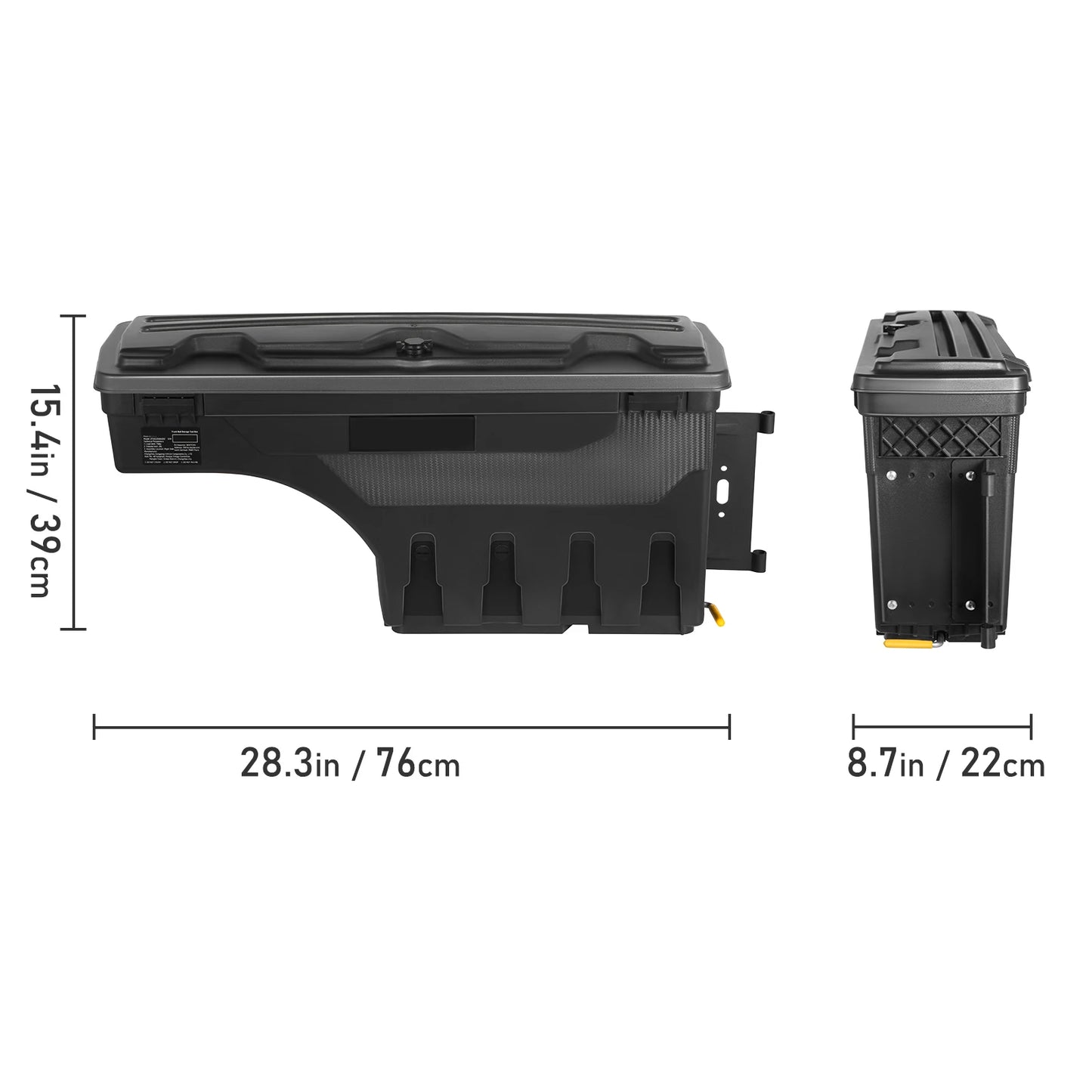 SucceBuy  Truck Bed Storage Box Passenger Side Lockable Lid Waterproof ABS Wheel Well with Password Padlock Tool Box for Trucks