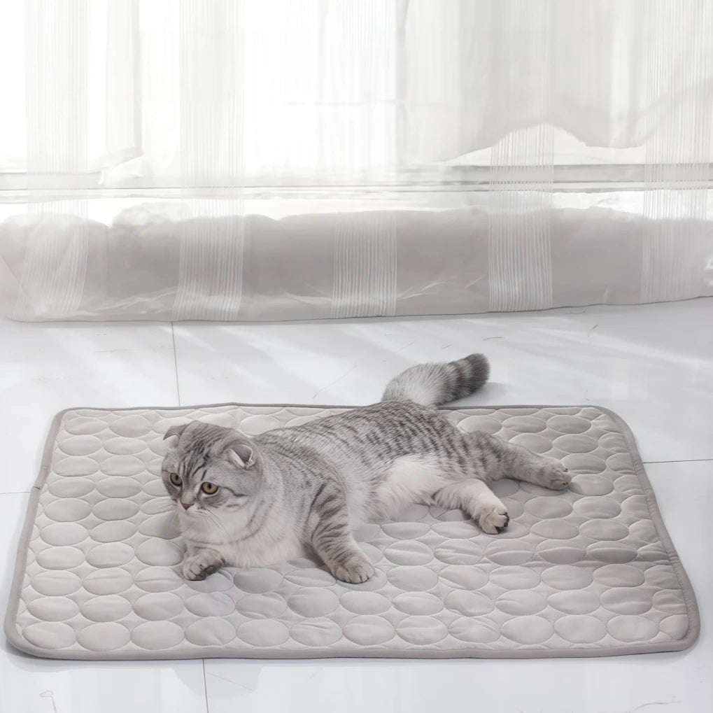 Ice Silk Pet Cooling Mat Anti Slip Breathable Washable Summer Cool Pad Heat Dissipation Sleeping Mat for Dogs Cats Kennel Use