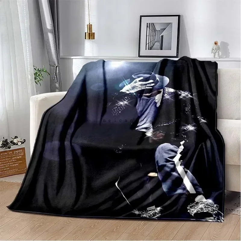 Pop Music Michael J-Jackson Printed Flannel Blanket , Warm  Soft Cozy Blanket Flannel  Livingroom  Home Decor Birthday Gift