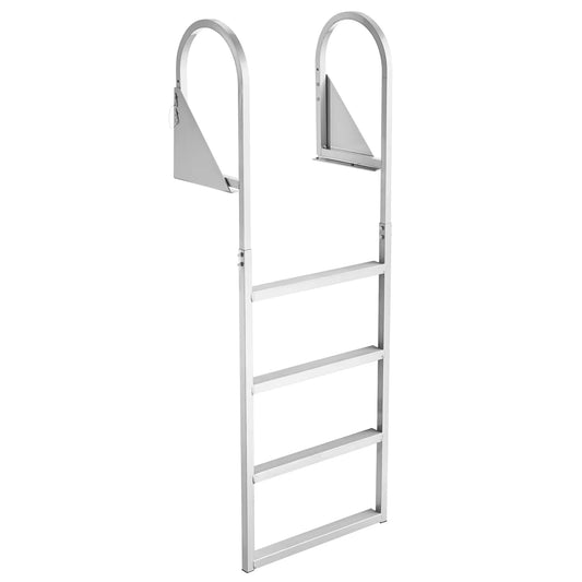 SucceBuy 4-Step Flip-Up Dock Ladder, 350 lbs Aluminum Alloy Swim Ladder for Pontoon Boats, Non-Slip Steps for Lake & Marine Use