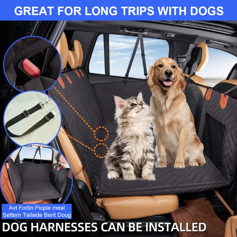 Car Rear Seat Dog Seat Cover up to 150kg Hard Bottom Rear Seat Extender 600D Heavy-Duty Anti-Scratch Washable Dog/Cat Hammock fo