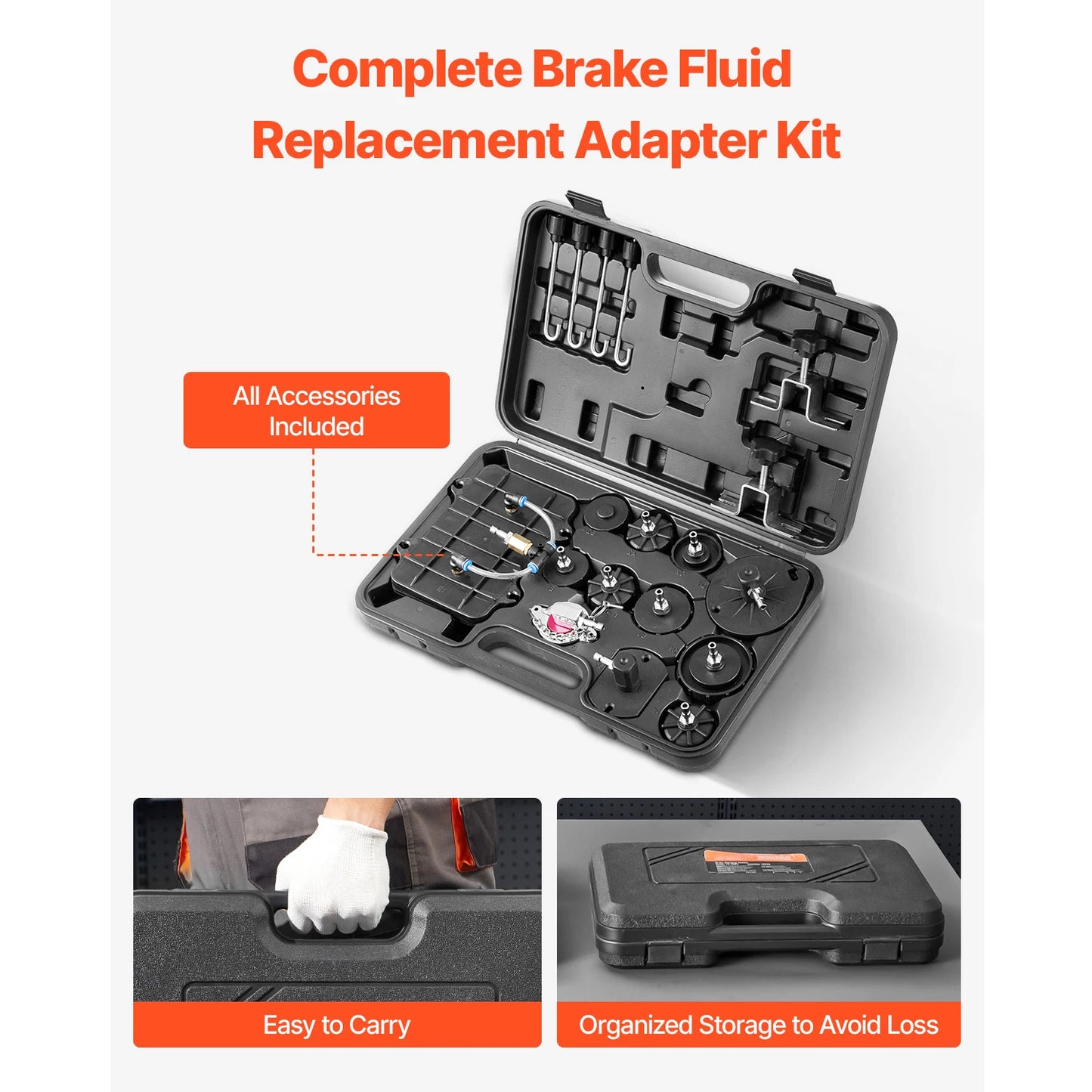 SucceBuy Brake Master Bleeder Kit 12/17Pcs Brake Bleeder Adapter Set Brake Bleeder Adapter for Brake Fluid Filling Fit  Vehicles
