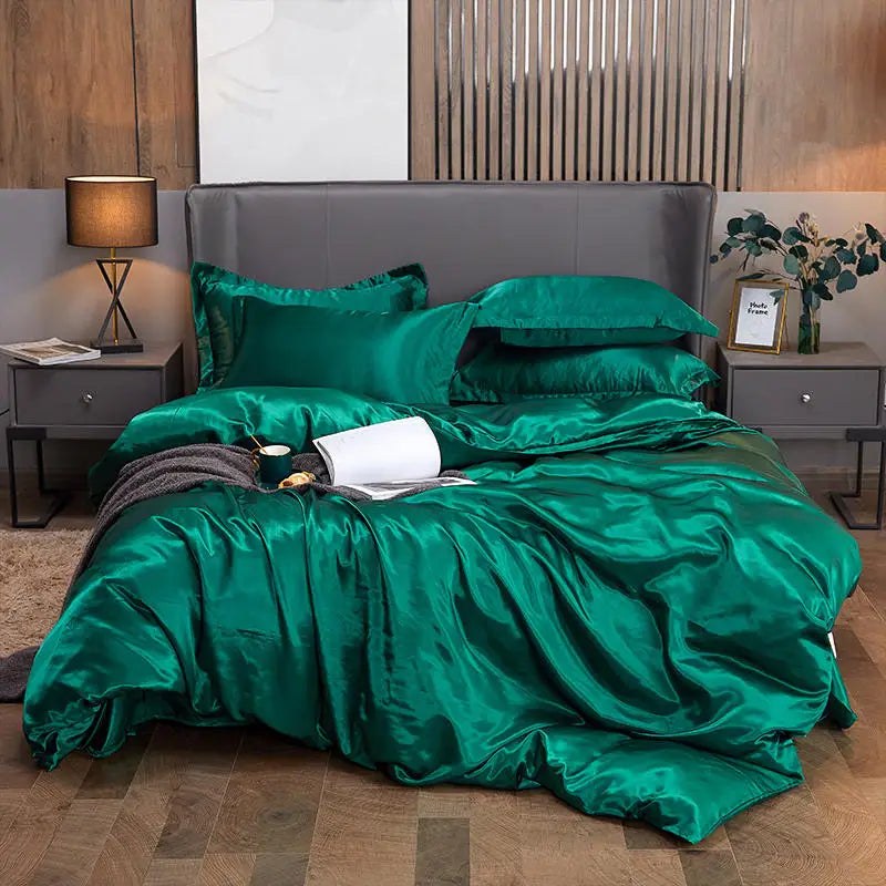 Summer Smooth Satin Duvet Cover No Pillowcases Comfy Shiny Couple Bed Quilt Cover Nordic Double Bed Sheet 150 220x240