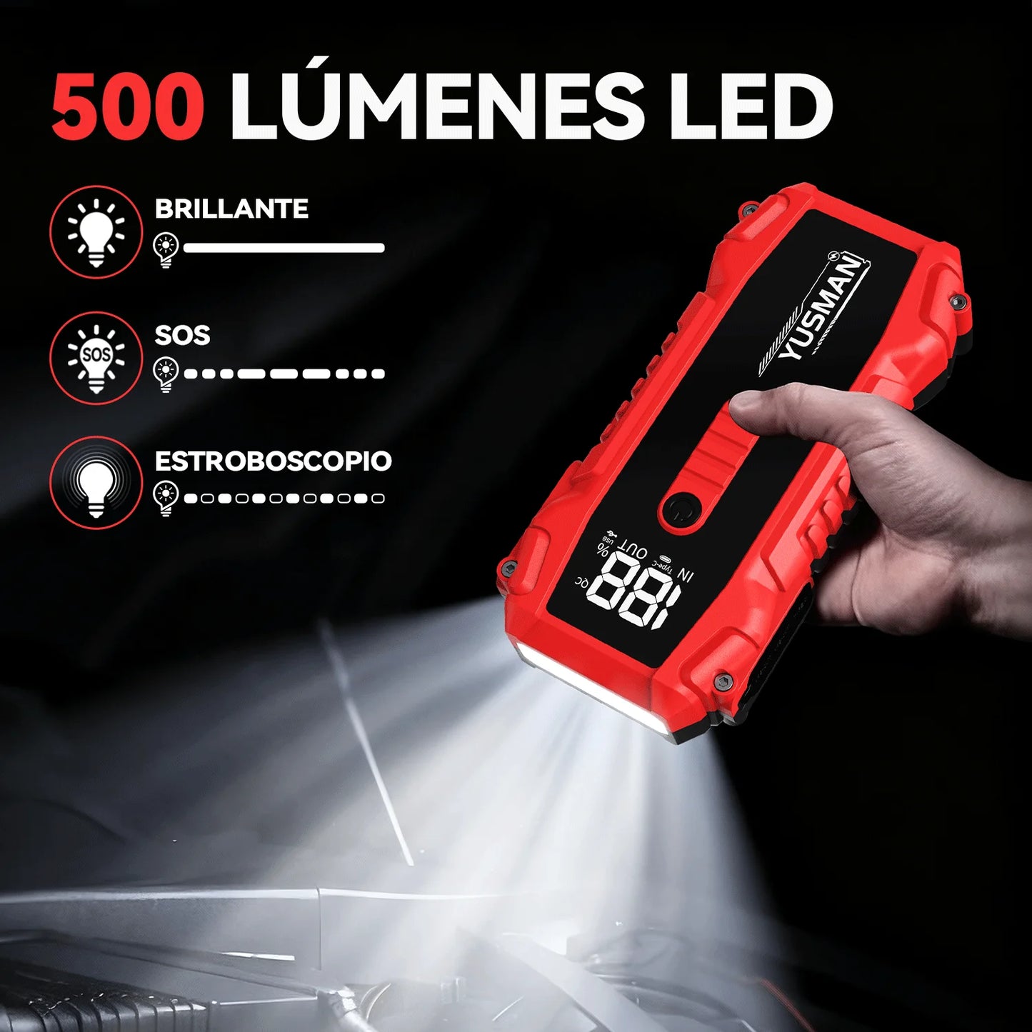 12V Car Emergency Power Supply 6000mAh Car Starting Device Car Starter with Lighting Portable Car Battery Power Bank Accessories