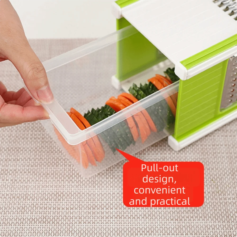 Multi-functional 5 in 1 Vegetable Chopper Manual with Container Potato Slicer Stainless Steel Sharp Carrot Cutter Restaurant