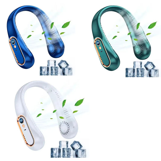 Hanging Neck Fan Digital Display Power Ventilador Bladeless Neckband Fan Portable Mini Air Cooler USB Rechargeable Electric Fans