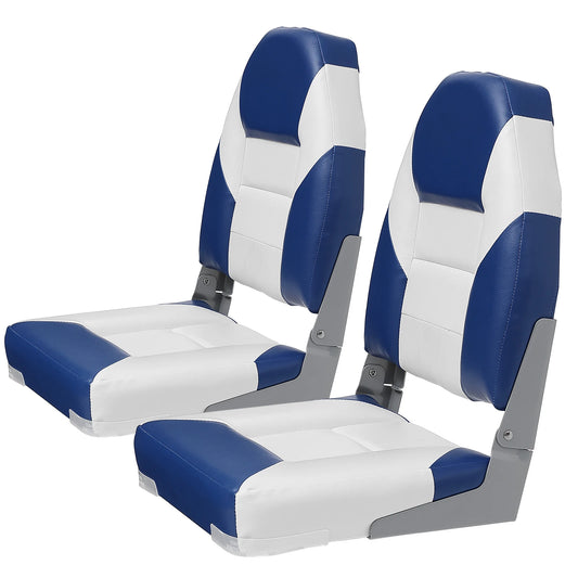 SucceBuy  Boat Seats 21.85" High Back Boat Seat Folding Boat Chair Fold-Down Boat Captain Chairs for Fishing Boat, Canoe, 2-Pack