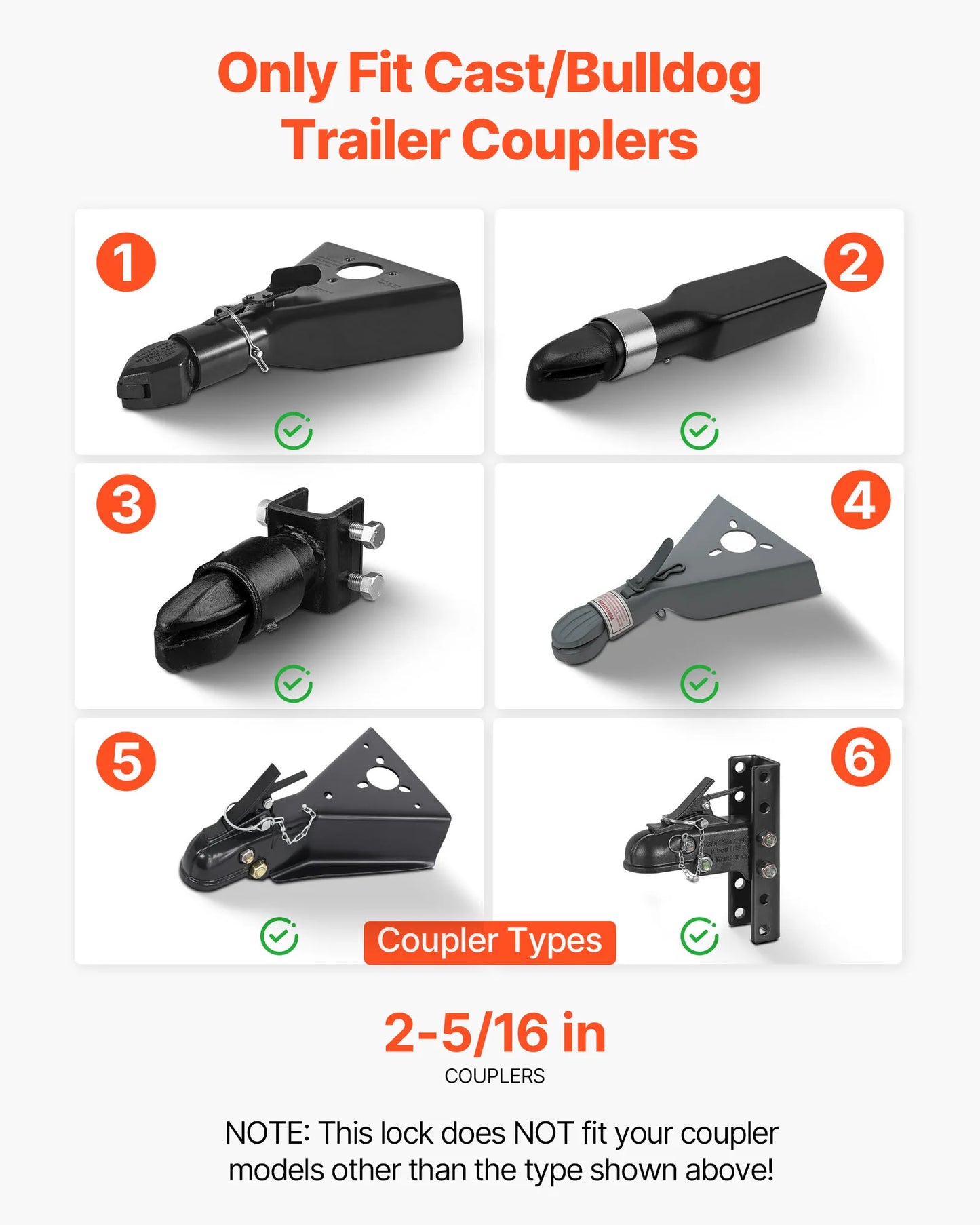 SucceBuy Trailer Coupler Lock Fits 2-5/16in Cast/Bulldog Trailer Couplers RV Hitch Lock with 3 Keys & Coupler Ball Lock for Boat