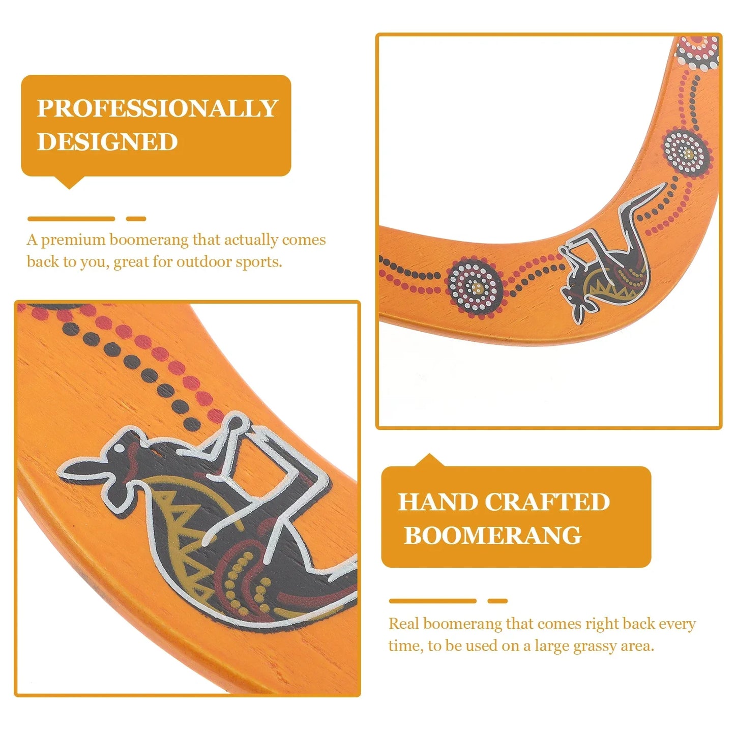 Parent-Child Interactive Woodiness Kangaroo Boomerang - V Shaped Flying Disc Throw Catch Outdoor Game Kids Toys Props
