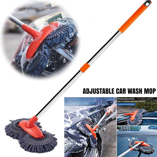 Mop Cleaning Brush Adjustable Car Wash Mop with Long Handle For Window Rotate AU