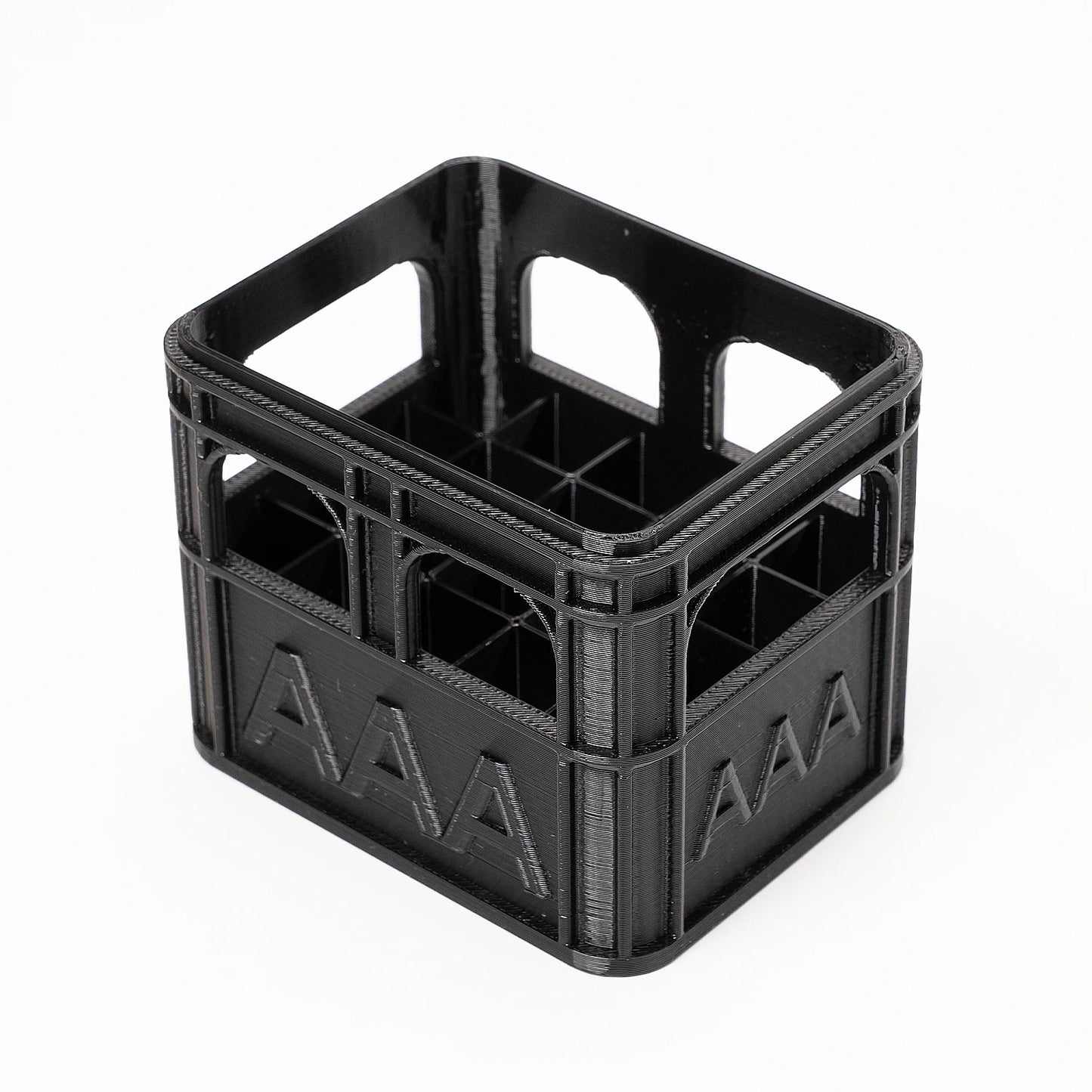 3D printed beer crate style stackable battery storage box, AA and AAA sizes, 18650 21700 9V.