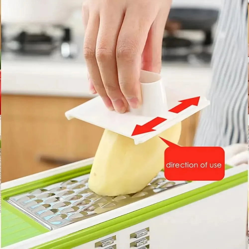 Multi-functional 5 in 1 Vegetable Chopper Manual with Container Potato Slicer Stainless Steel Sharp Carrot Cutter Restaurant