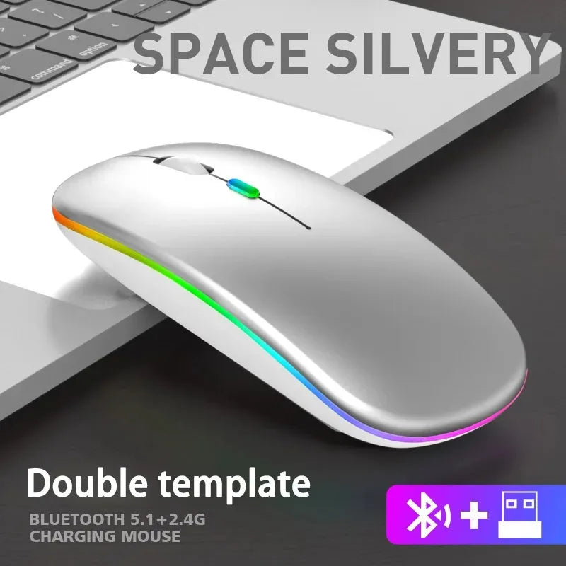 Bluetooth 2.4G USB Wireless Mouse Ergonomic Silent Gaming Mouse Portable Rechargeable RGB Backlight Mouse For Computer Laptop PC