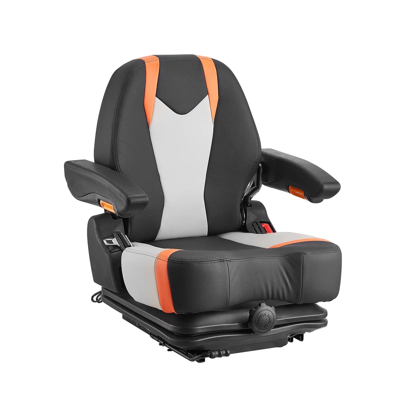SucceBuy Universal Forklift Seat Suspension Seat with Back Fold Down Tractor Seat with Switch Lawnmower Seat for Skid Loader
